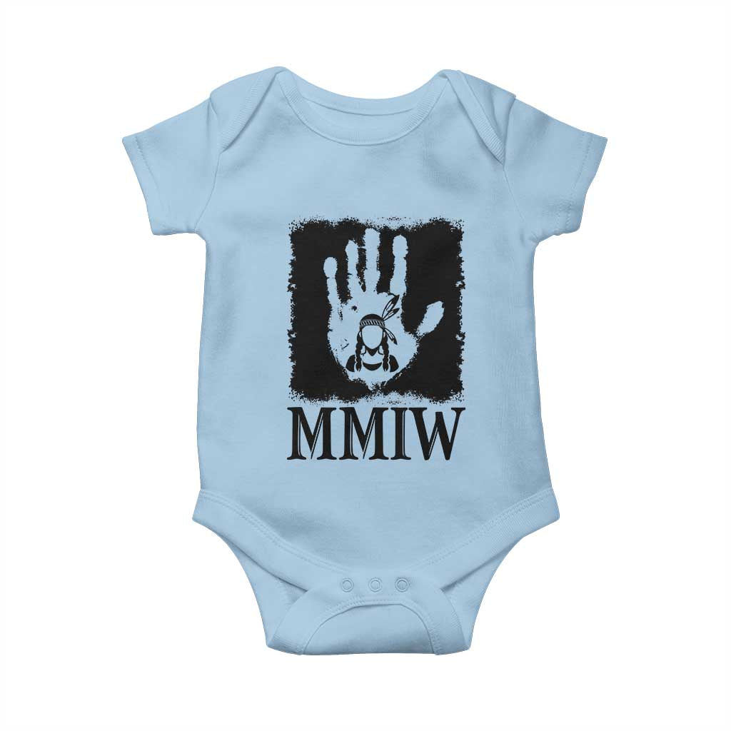 Stop MMIW Baby Onesie Voices For Stolen Sisters Red Handprint Graphic