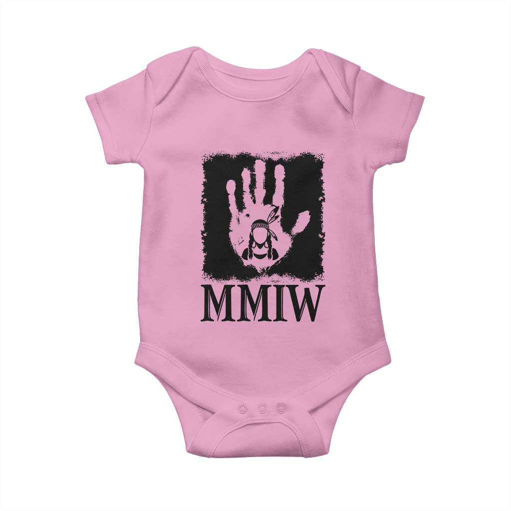 Stop MMIW Baby Onesie Voices For Stolen Sisters Red Handprint Graphic