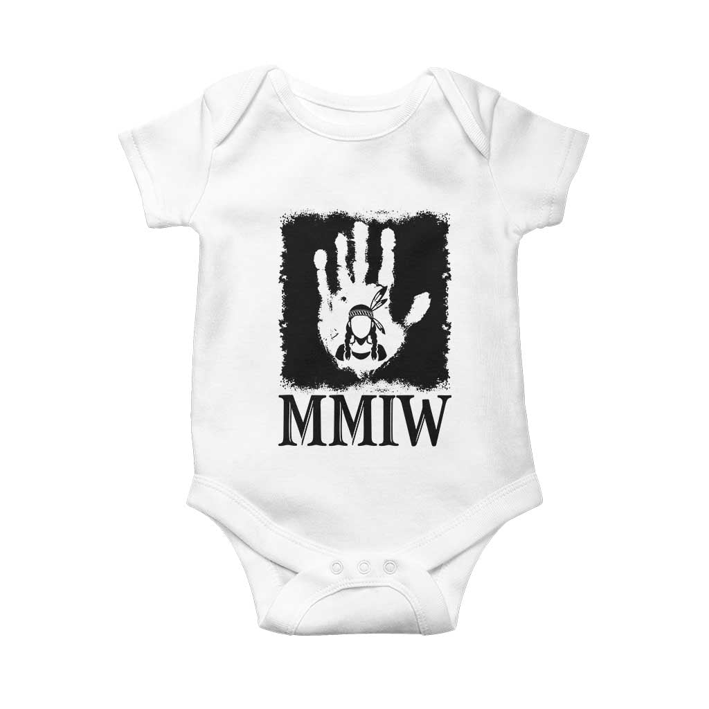 Stop MMIW Baby Onesie Voices For Stolen Sisters Red Handprint Graphic