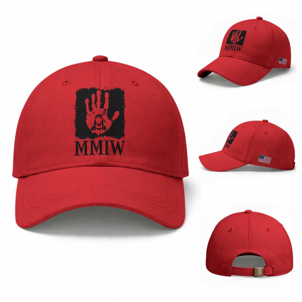 Stop MMIW Baseball Cap Voices For Stolen Sisters Red Handprint Graphic