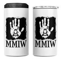 Stop MMIW 4 in 1 Can Cooler Tumbler Voices For Stolen Sisters Red Handprint Graphic