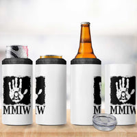 Stop MMIW 4 in 1 Can Cooler Tumbler Voices For Stolen Sisters Red Handprint Graphic