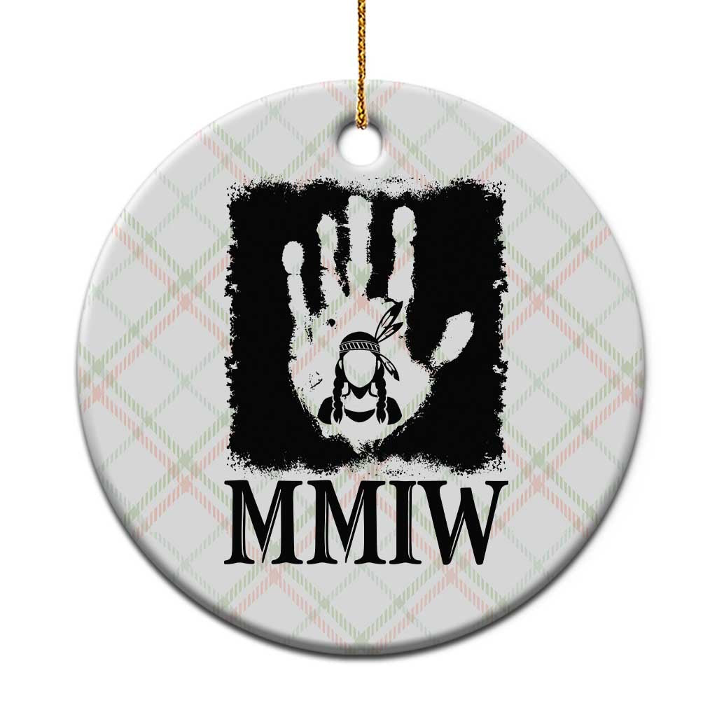 Stop MMIW Ceramic Ornament Voices For Stolen Sisters Red Handprint Graphic