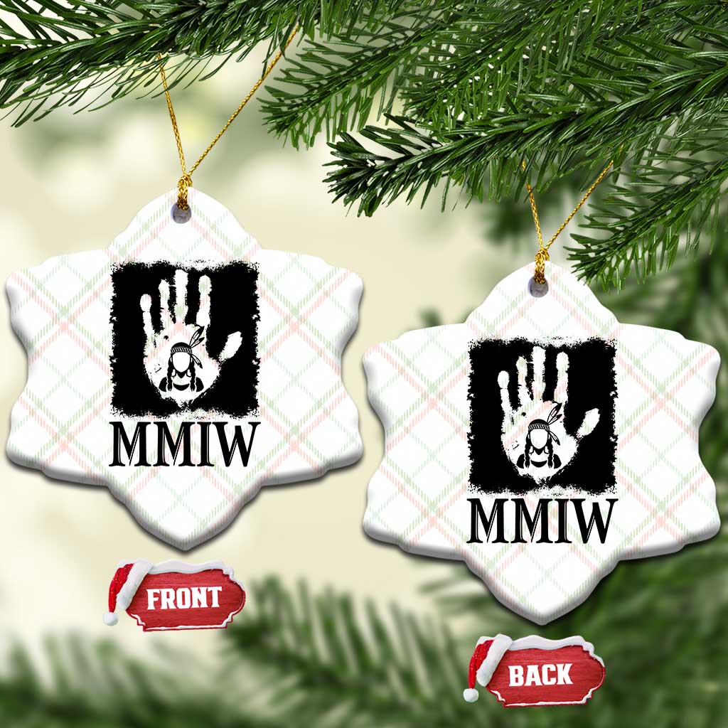 Stop MMIW Ceramic Ornament Voices For Stolen Sisters Red Handprint Graphic