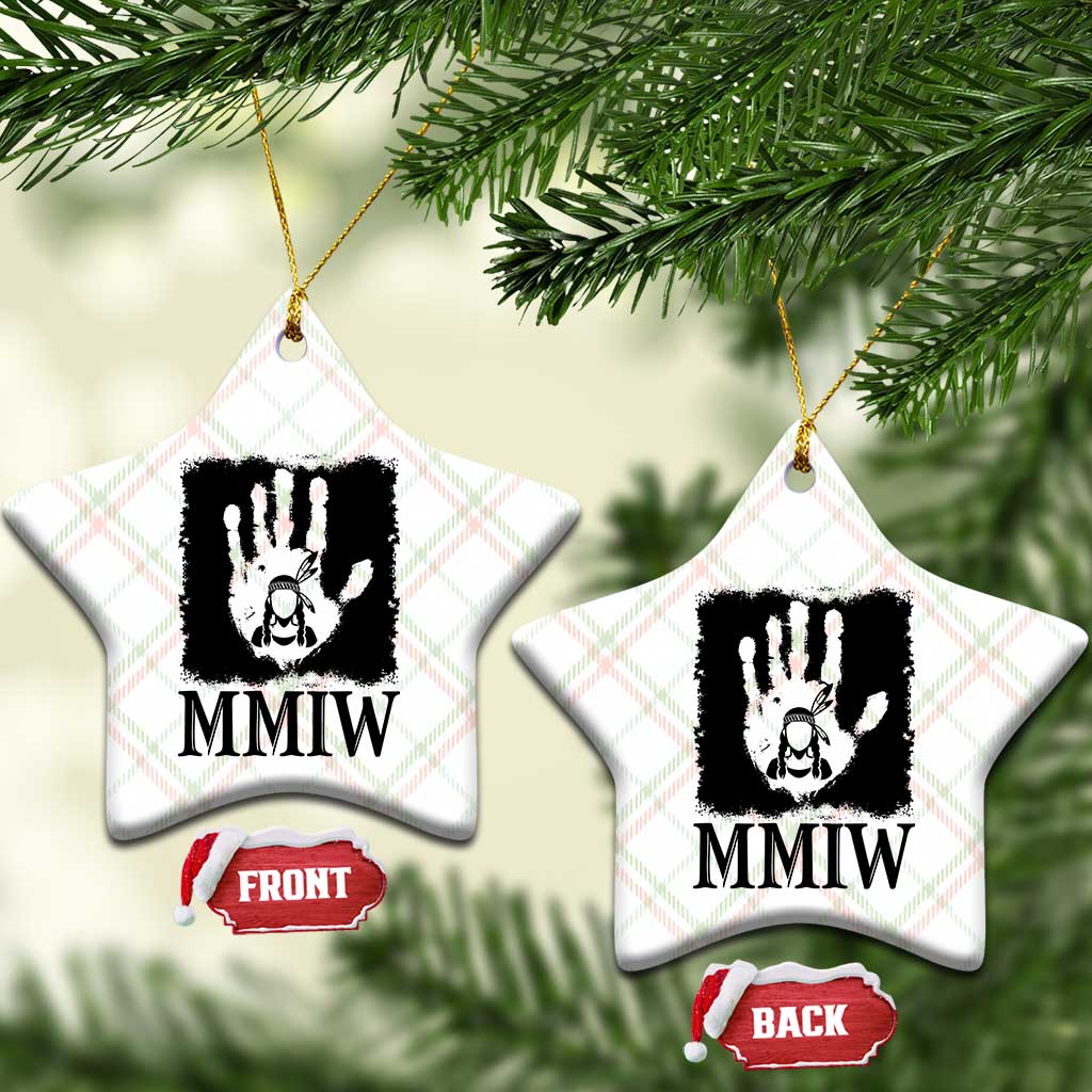 Stop MMIW Ceramic Ornament Voices For Stolen Sisters Red Handprint Graphic