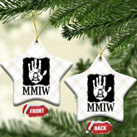Stop MMIW Ceramic Ornament Voices For Stolen Sisters Red Handprint Graphic