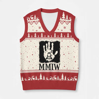 Stop MMIW V-Neck Knit Sweater Vest Voices For Stolen Sisters Red Handprint Graphic