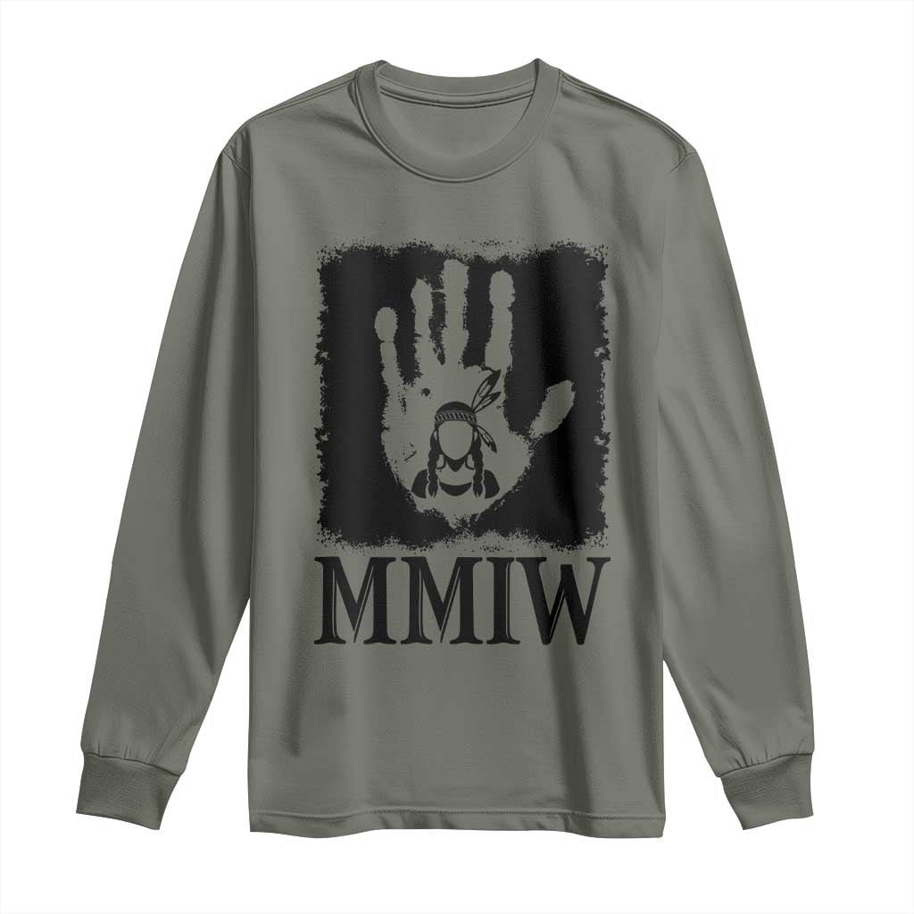 Stop MMIW Long Sleeve Shirt Voices For Stolen Sisters Red Handprint Graphic
