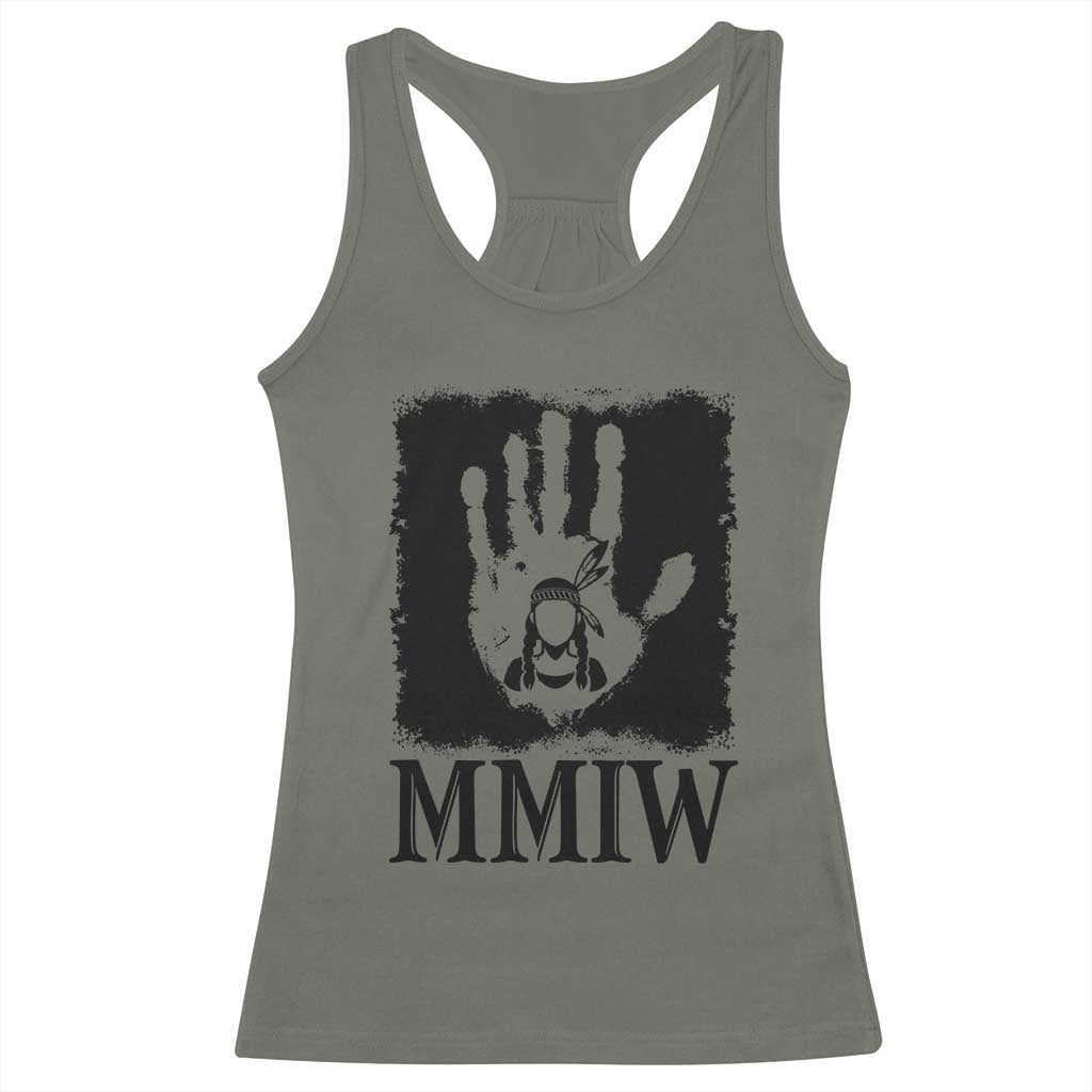 Stop MMIW Racerback Tank Top Voices For Stolen Sisters Red Handprint Graphic