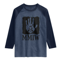 Stop MMIW Raglan Shirt Voices For Stolen Sisters Red Handprint Graphic