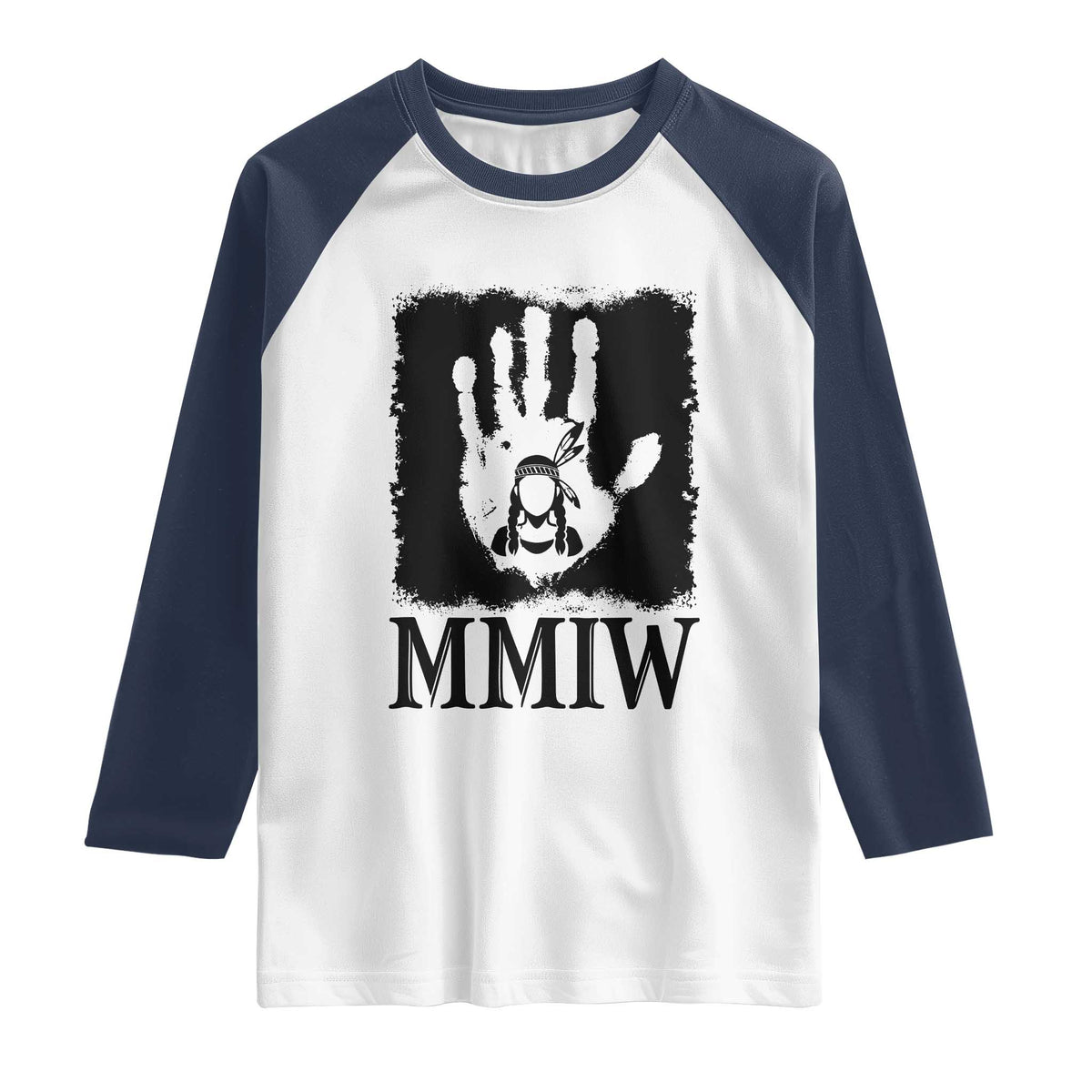 Stop MMIW Raglan Shirt Voices For Stolen Sisters Red Handprint Graphic