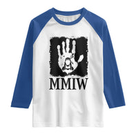 Stop MMIW Raglan Shirt Voices For Stolen Sisters Red Handprint Graphic