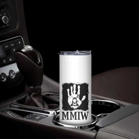 Stop MMIW Skinny Tumbler Voices For Stolen Sisters Red Handprint Graphic