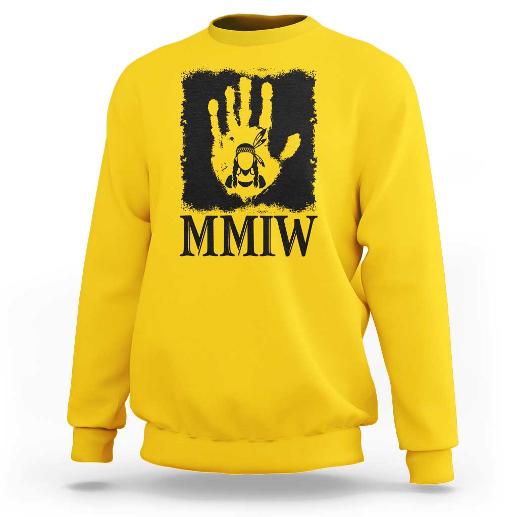 Stop MMIW Sweatshirt Voices For Stolen Sisters Red Handprint Graphic