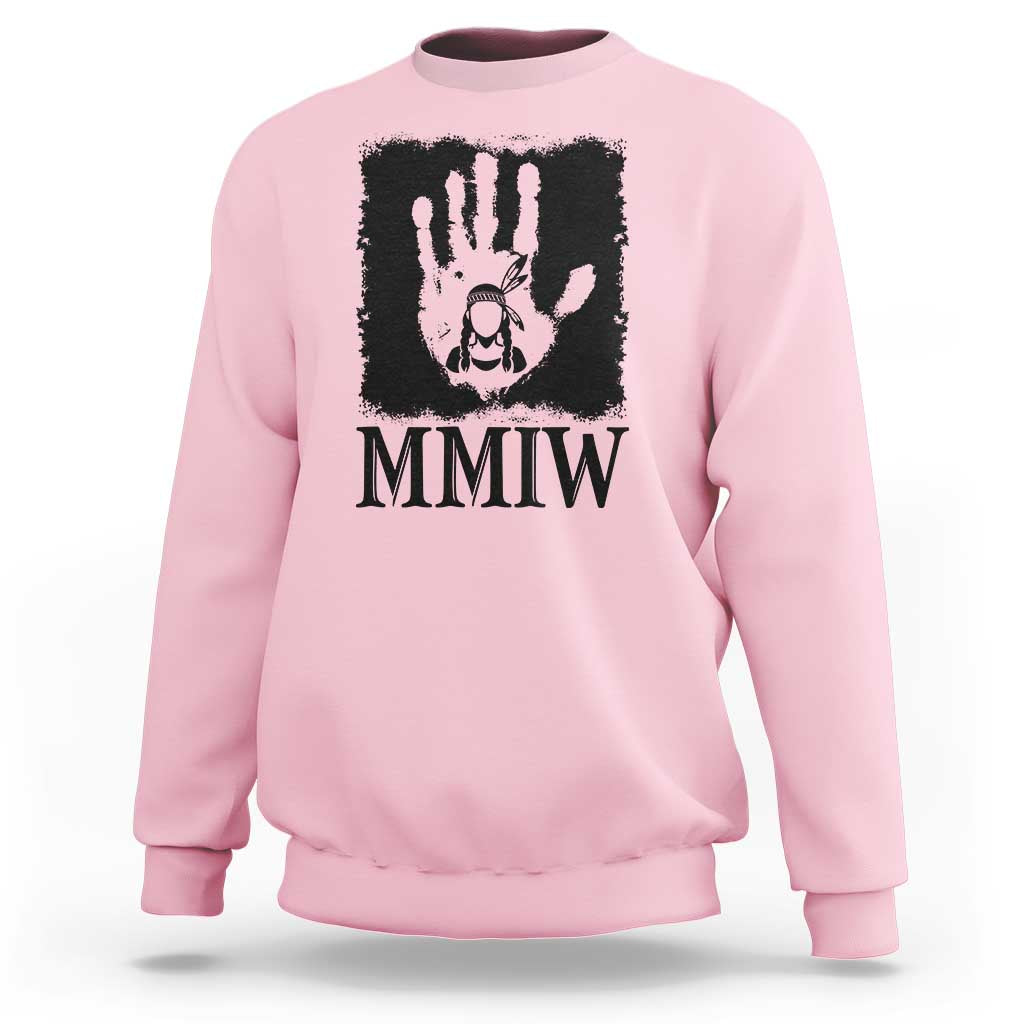 Stop MMIW Sweatshirt Voices For Stolen Sisters Red Handprint Graphic