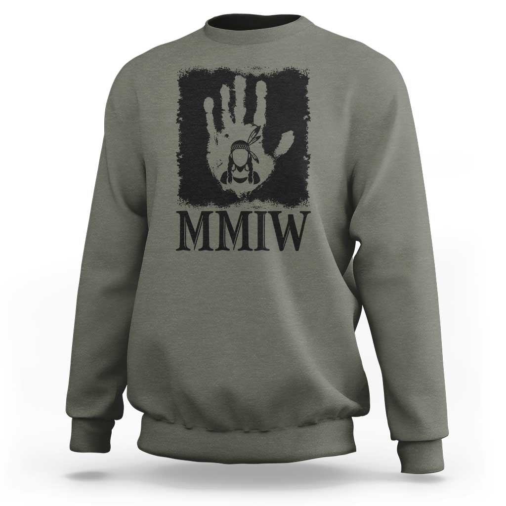 Stop MMIW Sweatshirt Voices For Stolen Sisters Red Handprint Graphic