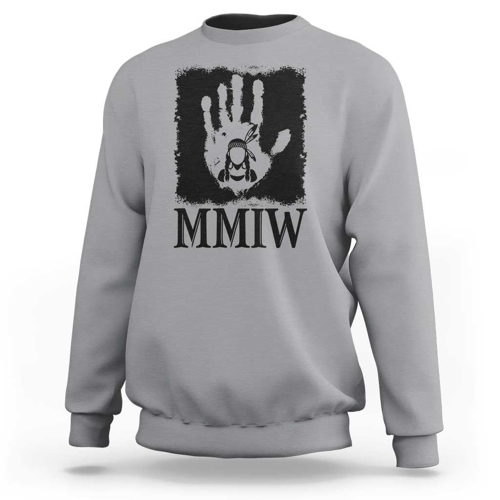 Stop MMIW Sweatshirt Voices For Stolen Sisters Red Handprint Graphic