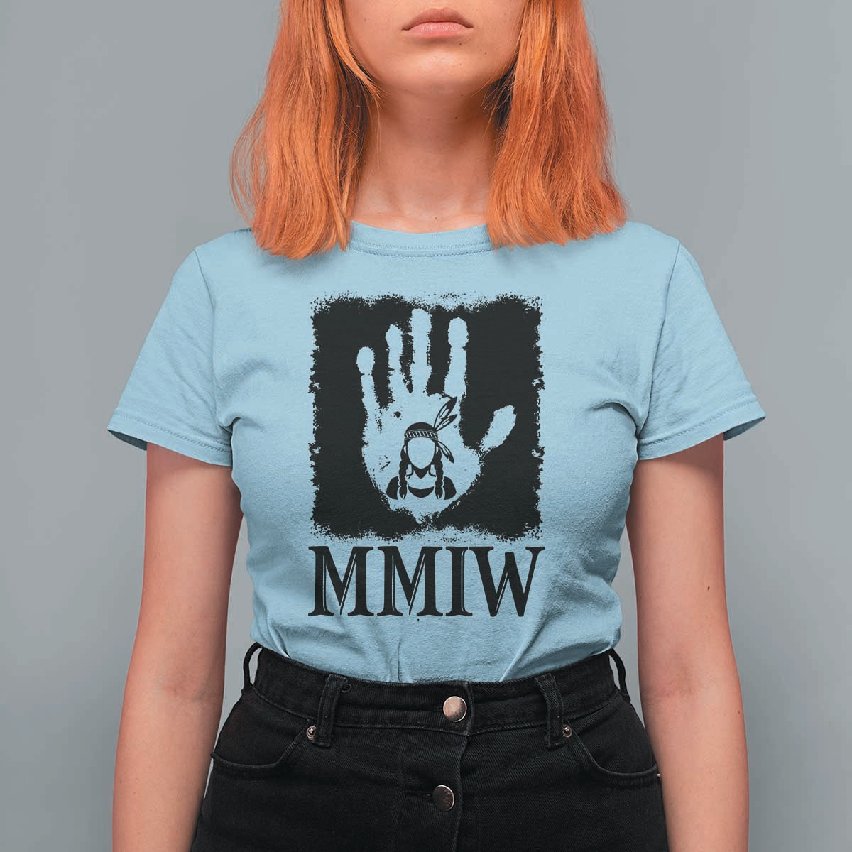 Stop MMIW T Shirt For Women Voices For Stolen Sisters Red Handprint Graphic