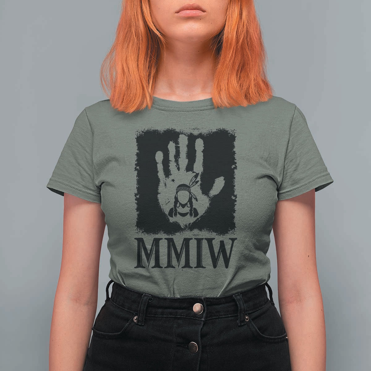 Stop MMIW T Shirt For Women Voices For Stolen Sisters Red Handprint Graphic
