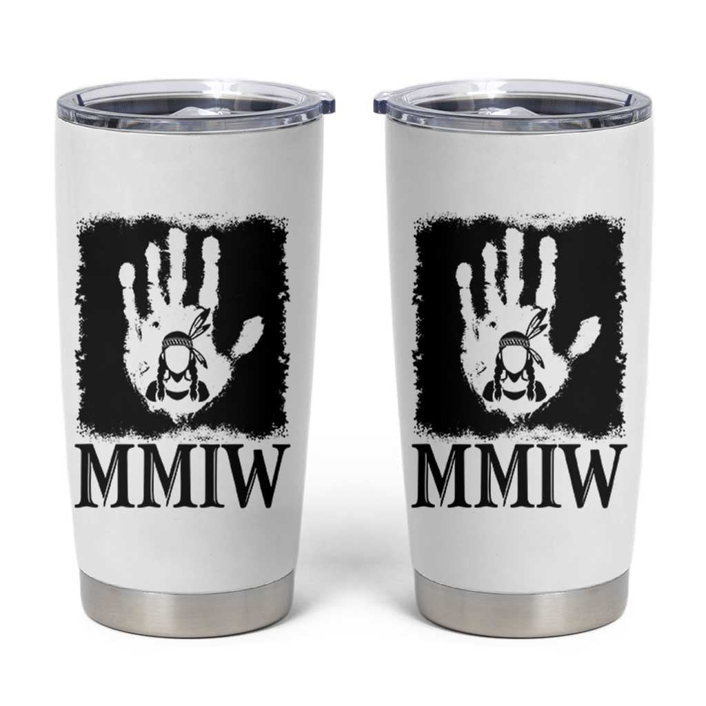 Stop MMIW Tumbler Cup Voices For Stolen Sisters Red Handprint Graphic