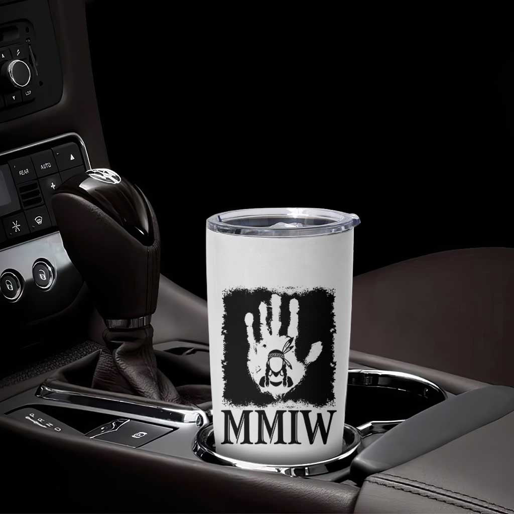 Stop MMIW Tumbler Cup Voices For Stolen Sisters Red Handprint Graphic
