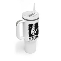 Stop MMIW Tumbler With Handle Voices For Stolen Sisters Red Handprint Graphic