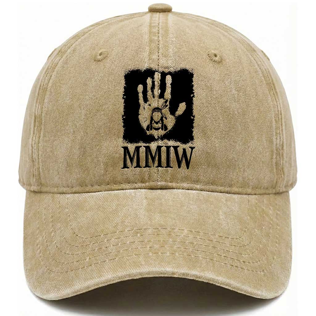 Stop MMIW Washed Cotton Baseball Cap Voices For Stolen Sisters Red Handprint Graphic