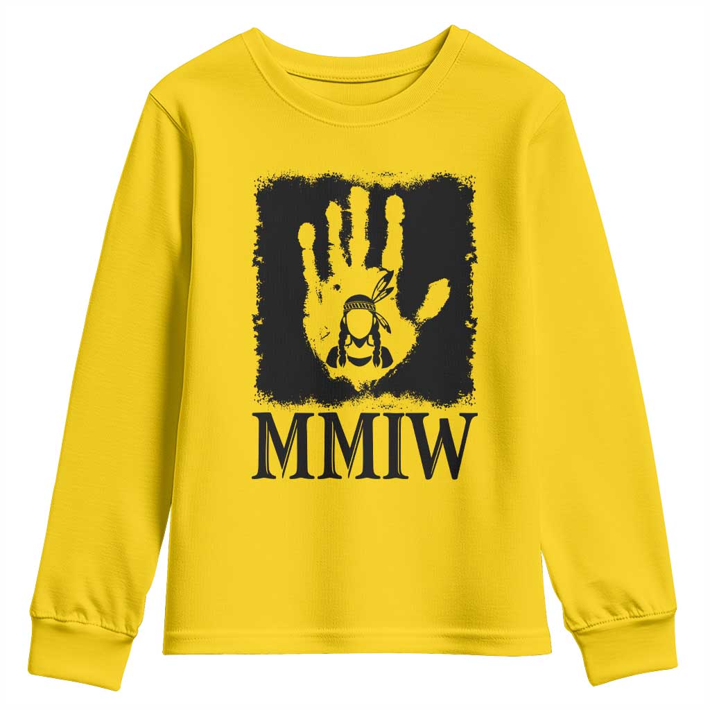Stop MMIW Youth Sweatshirt Voices For Stolen Sisters Red Handprint Graphic