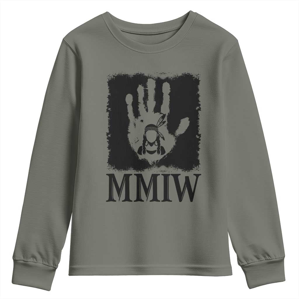 Stop MMIW Youth Sweatshirt Voices For Stolen Sisters Red Handprint Graphic