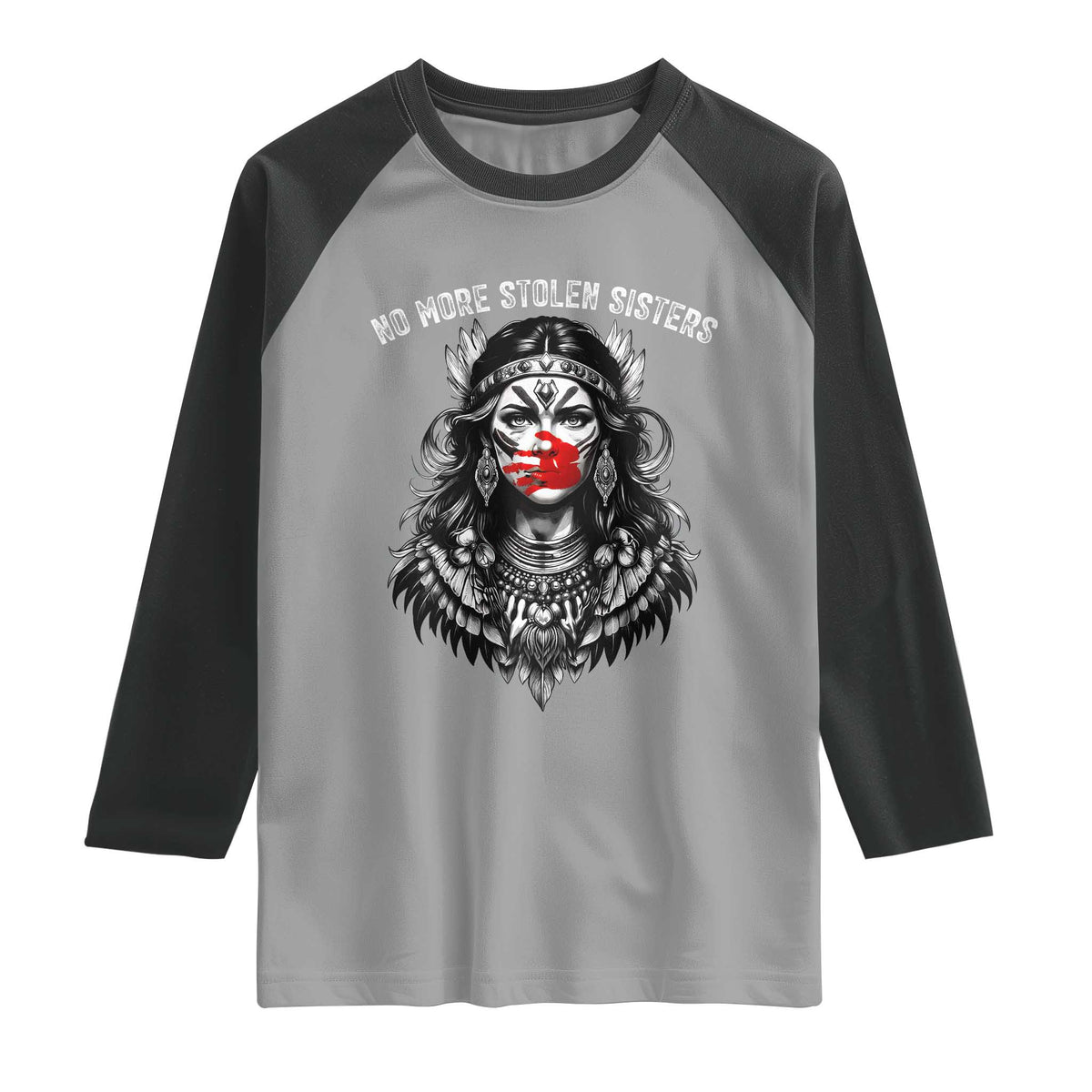 MMIW Awareness Support Raglan Shirt No More Stolen Sisters