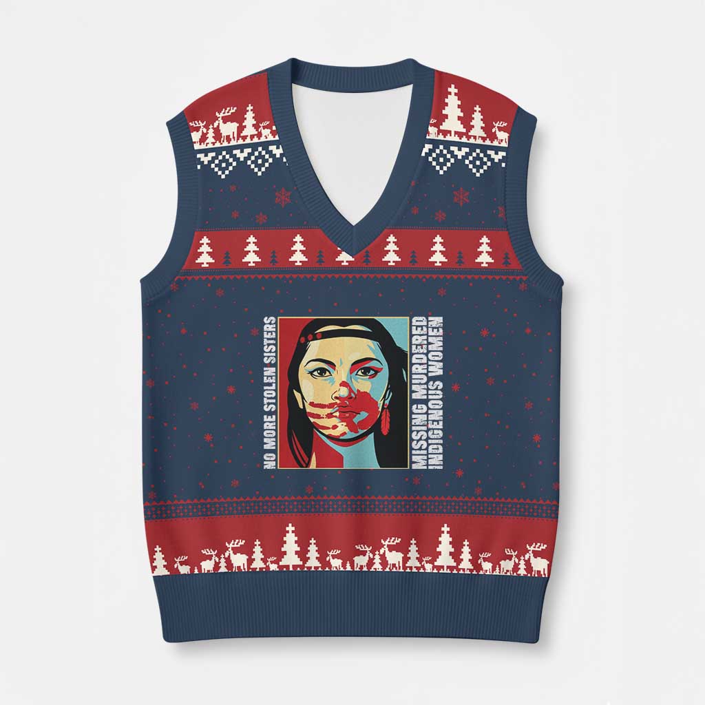 MMIW Awareness Support V-Neck Knit Sweater Vest Voices For Stolen Sisters Native American