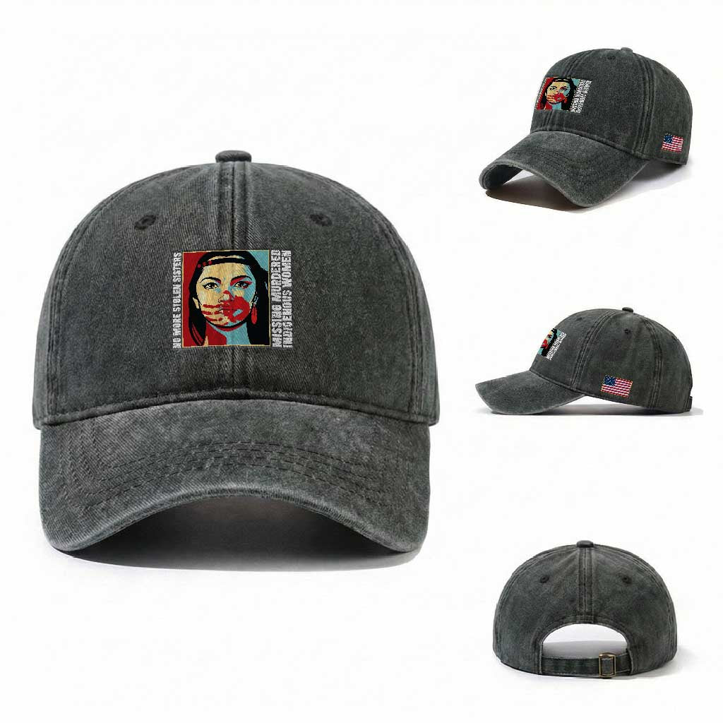 MMIW Awareness Support Washed Cotton Baseball Cap Voices For Stolen Sisters Native American