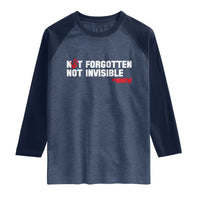 MMIW Awareness Raglan Shirt Not Forgotten Not Invisible Indigenous Women