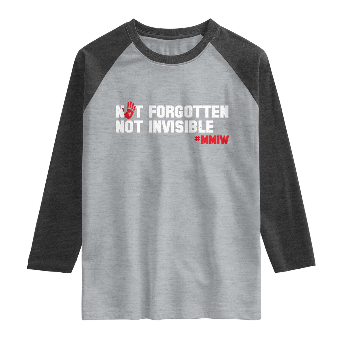 MMIW Awareness Raglan Shirt Not Forgotten Not Invisible Indigenous Women