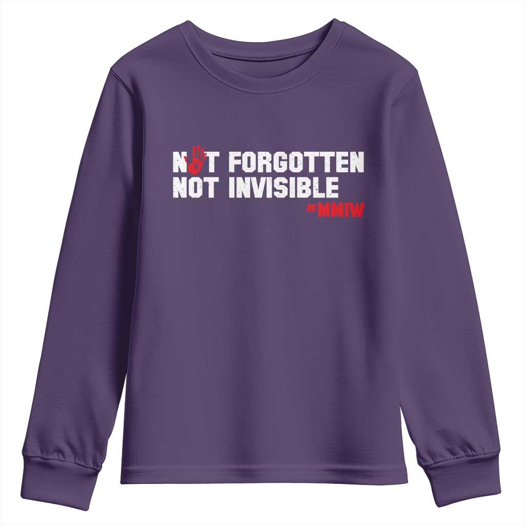 MMIW Awareness Youth Sweatshirt Not Forgotten Not Invisible Indigenous Women