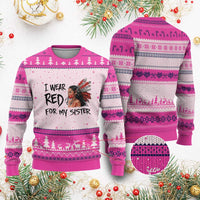 MMIW Awareness Month Indigenous Support Gift Ugly Christmas Sweater I Wear Red For My Sister