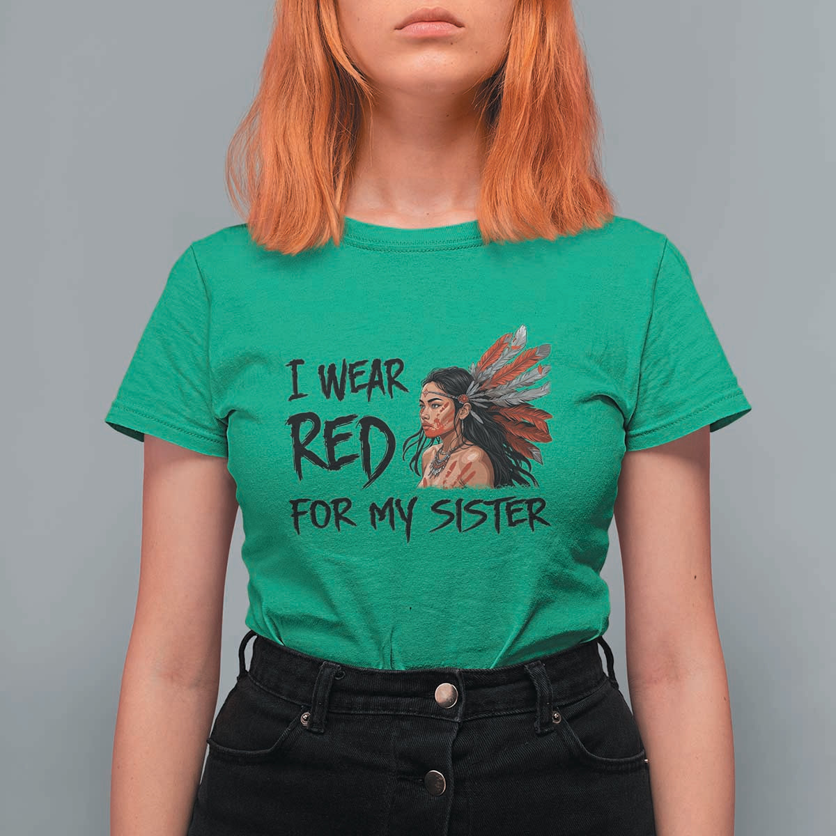 MMIW Awareness Month Indigenous Support Gift T Shirt For Women I Wear Red For My Sister