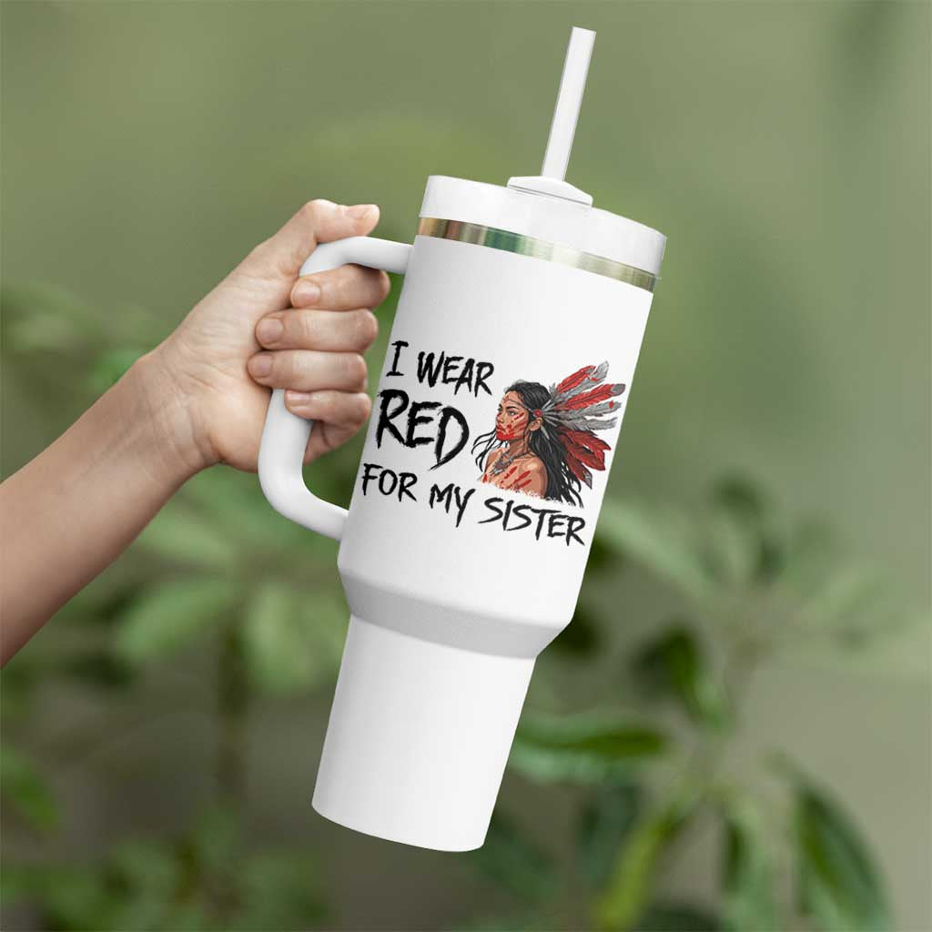 MMIW Awareness Month Indigenous Support Gift Tumbler With Handle I Wear Red For My Sister