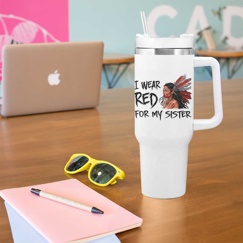MMIW Awareness Month Indigenous Support Gift Tumbler With Handle I Wear Red For My Sister
