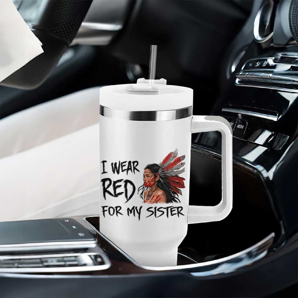 MMIW Awareness Month Indigenous Support Gift Tumbler With Handle I Wear Red For My Sister