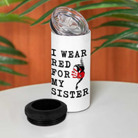 MMIW Awareness Month Native American 4 in 1 Can Cooler Tumbler I Wear Red For My Sister