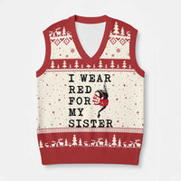 MMIW Awareness Month Native American V-Neck Knit Sweater Vest I Wear Red For My Sister
