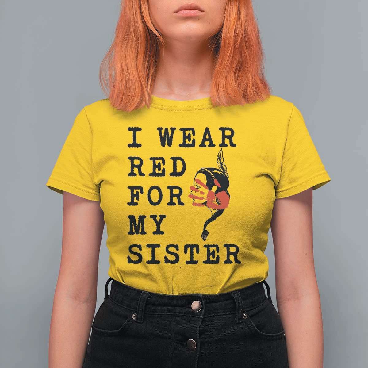 MMIW Awareness Month Native American T Shirt For Women I Wear Red For My Sister