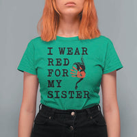 MMIW Awareness Month Native American T Shirt For Women I Wear Red For My Sister