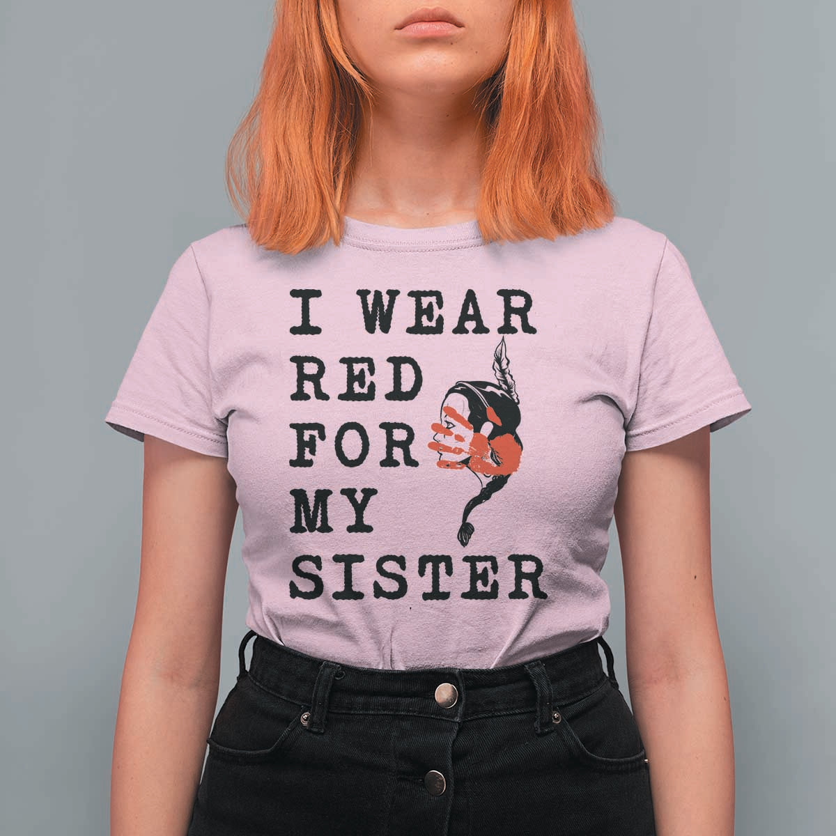 MMIW Awareness Month Native American T Shirt For Women I Wear Red For My Sister