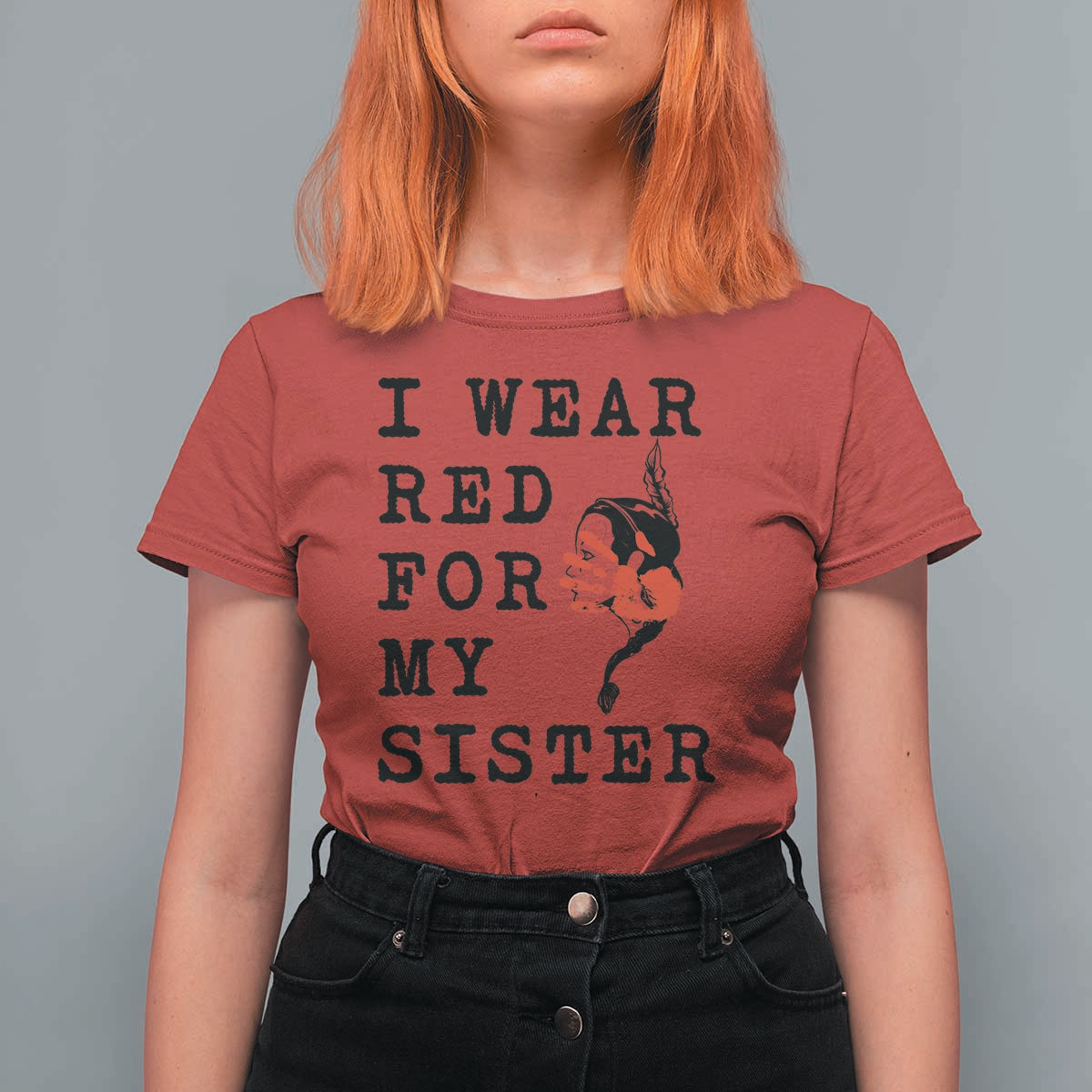 MMIW Awareness Month Native American T Shirt For Women I Wear Red For My Sister