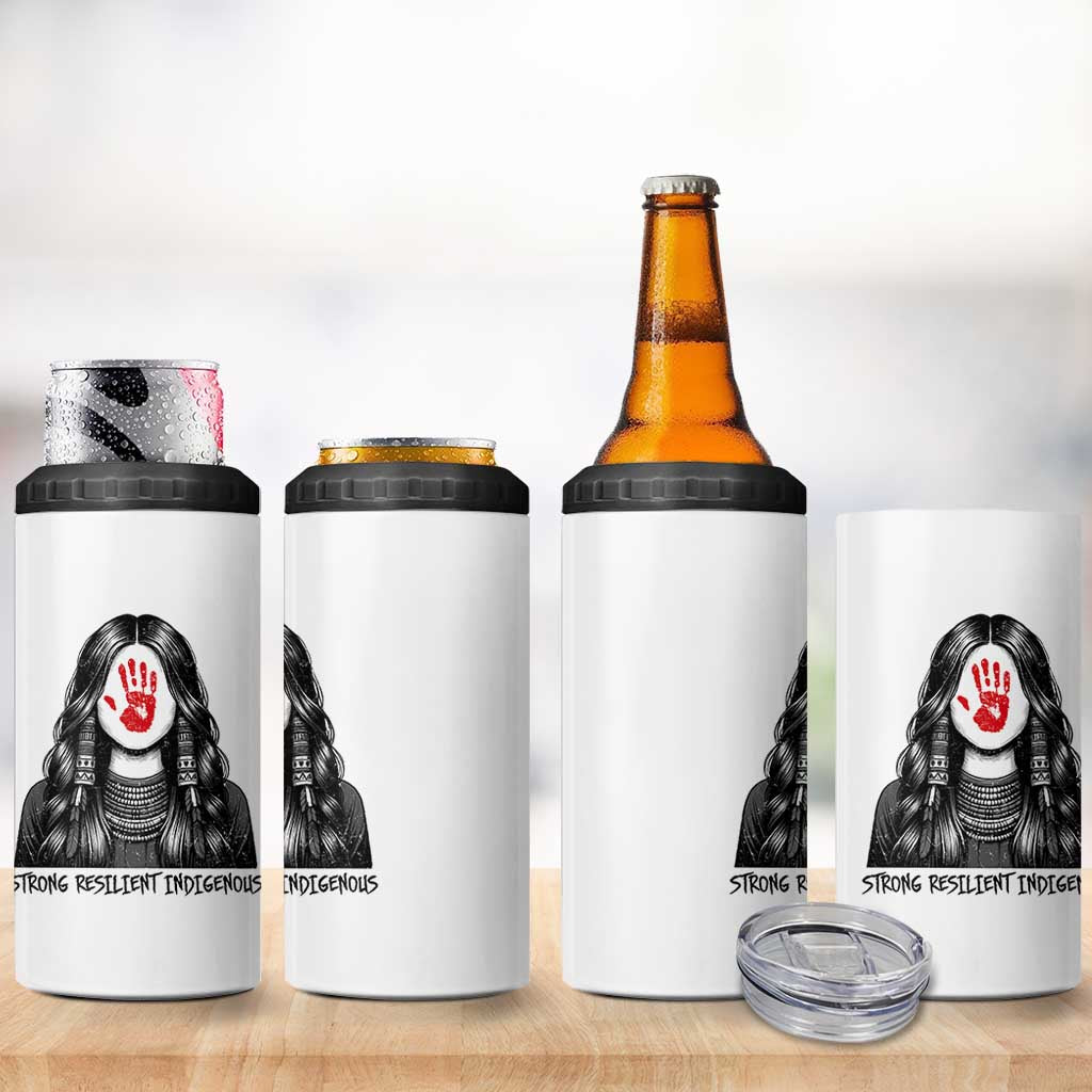 MMIW Strong Resilient Indigenous 4 in 1 Can Cooler Tumbler Stand With Native Women Support