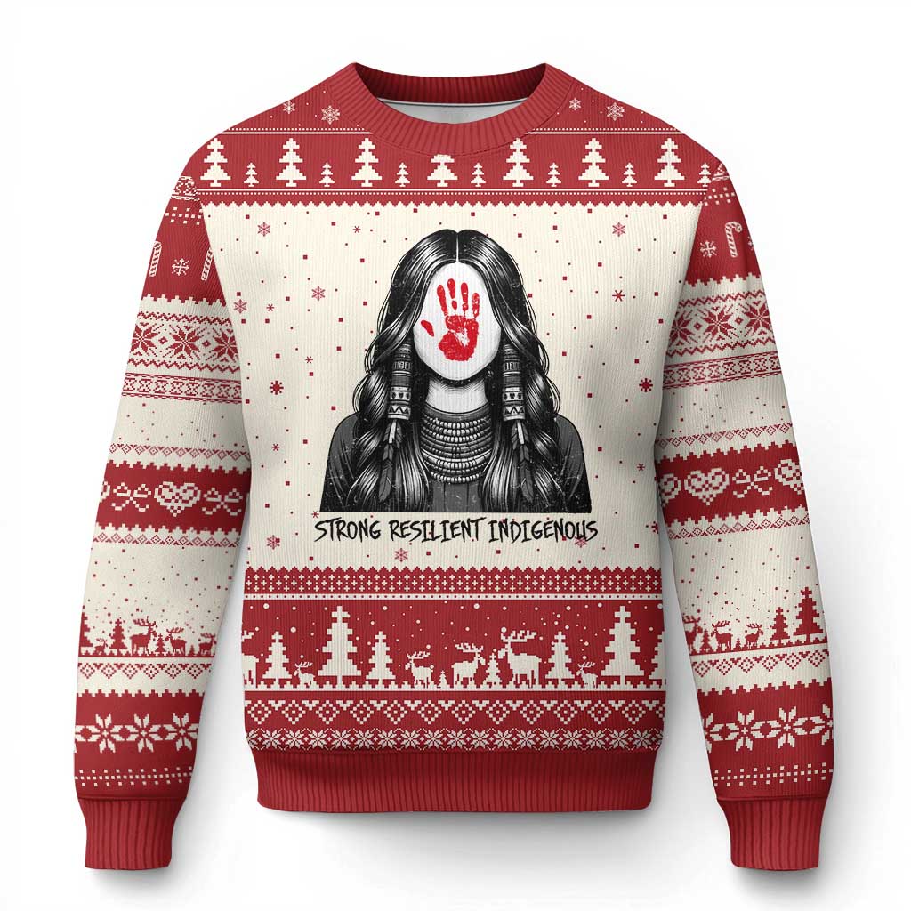 MMIW Strong Resilient Indigenous Ugly Christmas Sweater Stand With Native Women Support