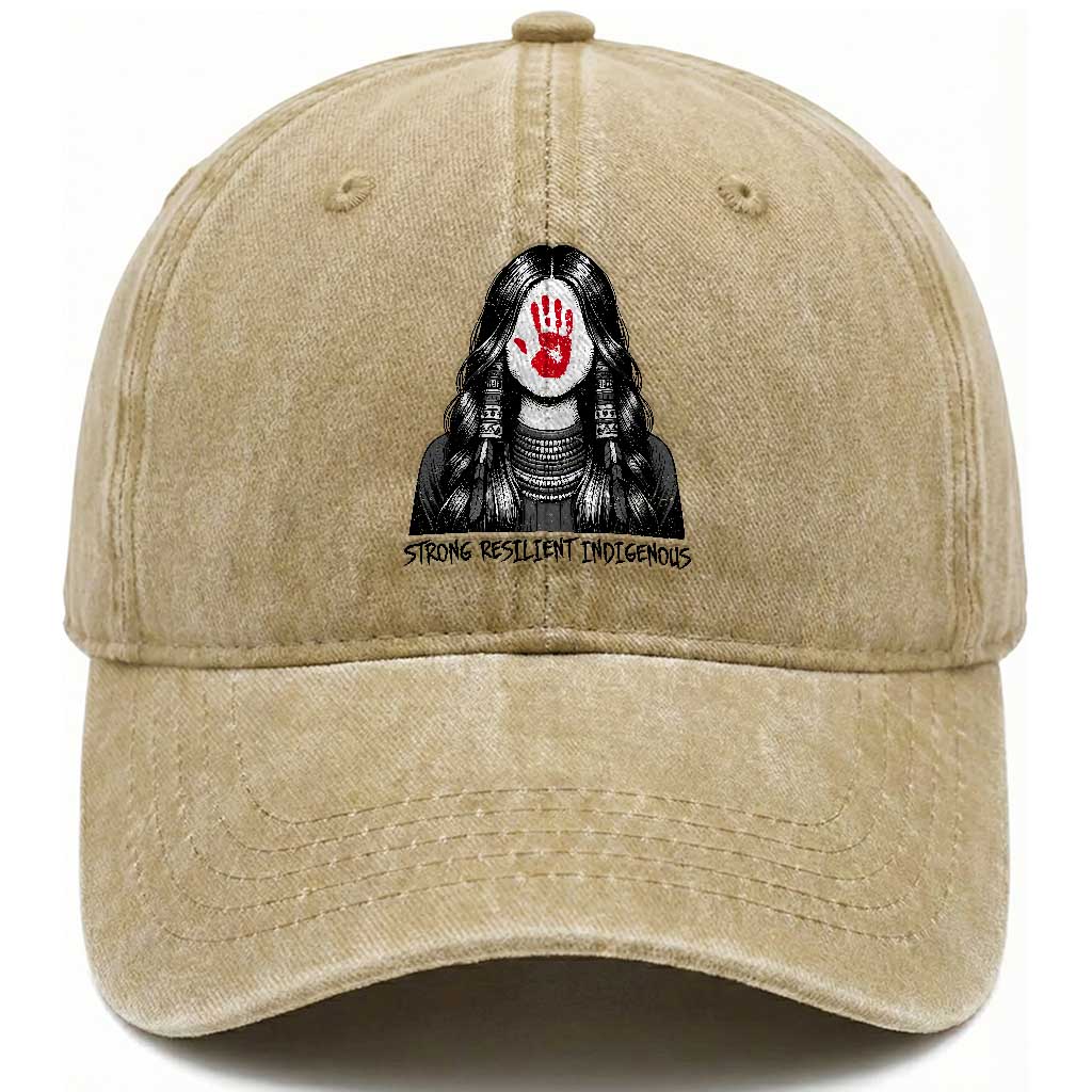 MMIW Strong Resilient Indigenous Washed Cotton Baseball Cap Stand With Native Women Support