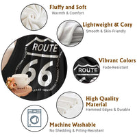 Vintage Route Highway 66 Road Trip Throw Blanket Mother Road All States